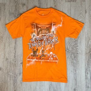 Retro Disney Tower Of Terror Graphic T-Shirt Orange Small Disneyland Hanes